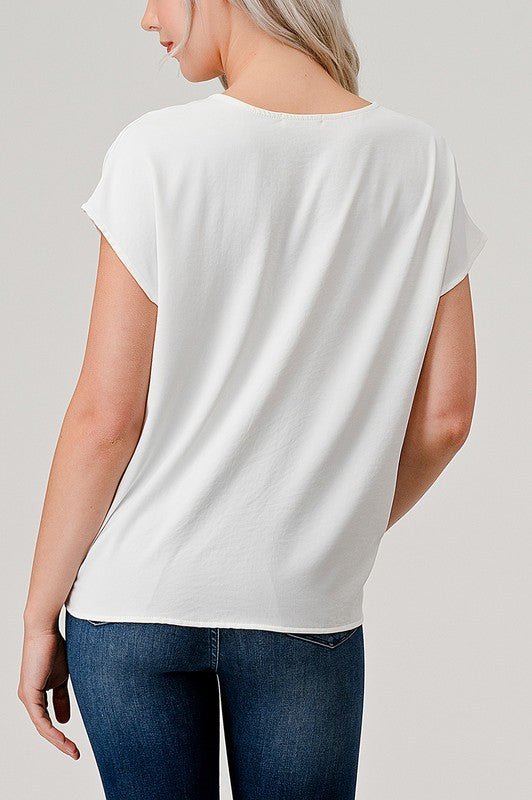 Tie Front Vneck Top - 2 Colors! - The Nines