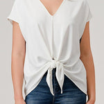 Tie Front Vneck Top - 2 Colors! - The Nines