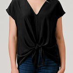 Tie Front Vneck Top - 2 Colors! - The Nines
