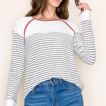 Rust Trim Striped Long Sleeve Top - The Nines