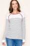 Rust Trim Striped Long Sleeve Top