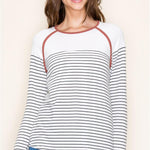 Rust Trim Striped Long Sleeve Top - The Nines