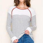 Rust Trim Striped Long Sleeve Top - The Nines