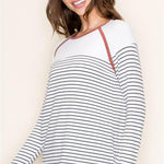 Rust Trim Striped Long Sleeve Top - The Nines