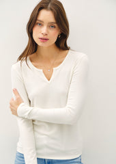 Notched Ultra Soft Basic Long Sleeves - 5 Colors!