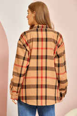 Tan & Red Good To Go Plaid Fur Lined Shacket