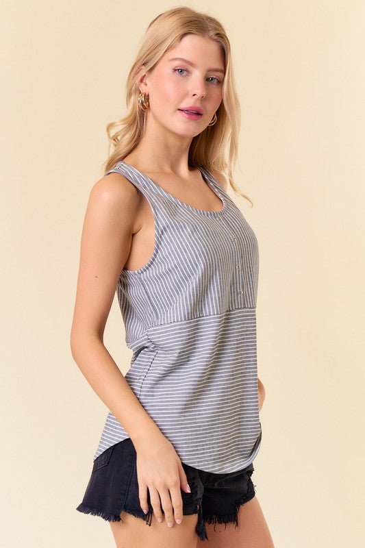 Black Striped Knit Tank Top - The Nines