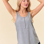 Black Striped Knit Tank Top - The Nines