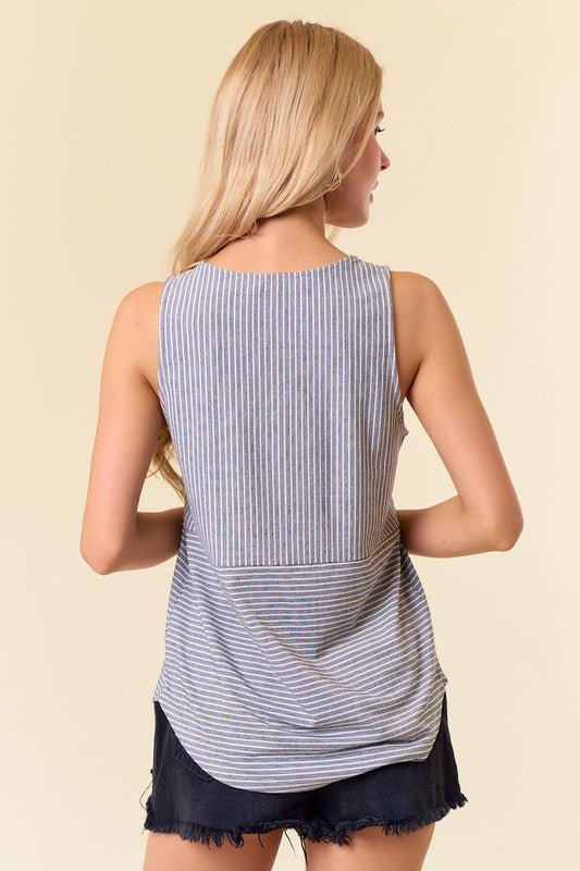 Black Striped Knit Tank Top - The Nines