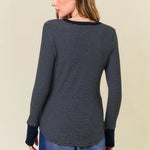Erin Striped Thumbhole Henley Tops - 2 Colors! - The Nines