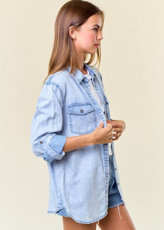 Light Wash Chambray Button Down - The Nines