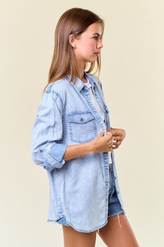 Light Wash Chambray Button Down - The Nines