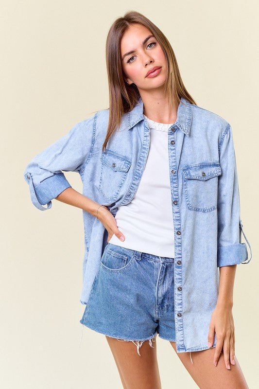 Light Wash Chambray Button Down - The Nines