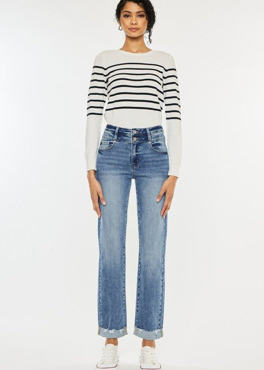 Kan Can dark Wash Slim Straight Jeans - The Nines