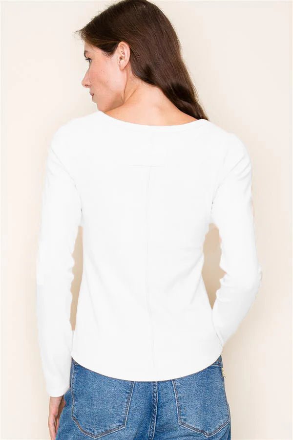 White Seam Back Basic Long Sleeve - The Nines
