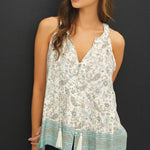 Sage Printed Flowy Tank - The Nines
