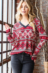 Festive Vibes Vneck Top - FINAL SALE