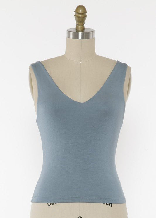 Basic Fitted Vneck Tank Tops - 4 Colors! - The Nines