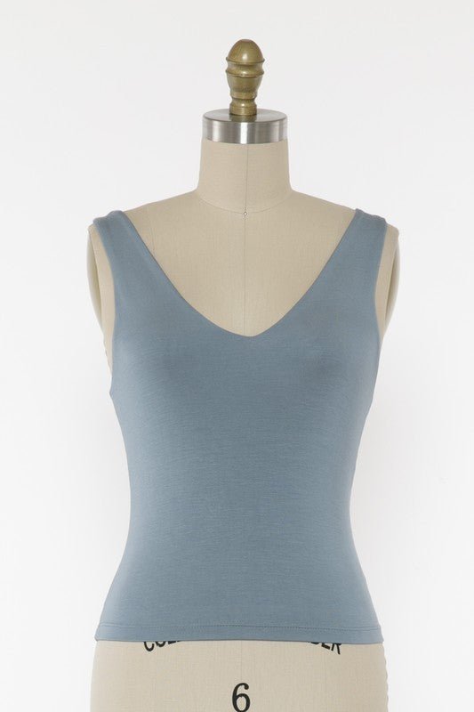 Basic Fitted Vneck Tank Tops - 4 Colors! - The Nines