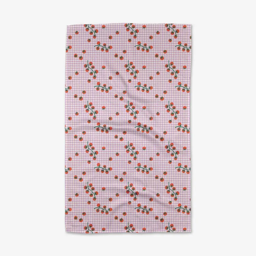 Geometry Tomato Gingham Kitchen Tea Towel