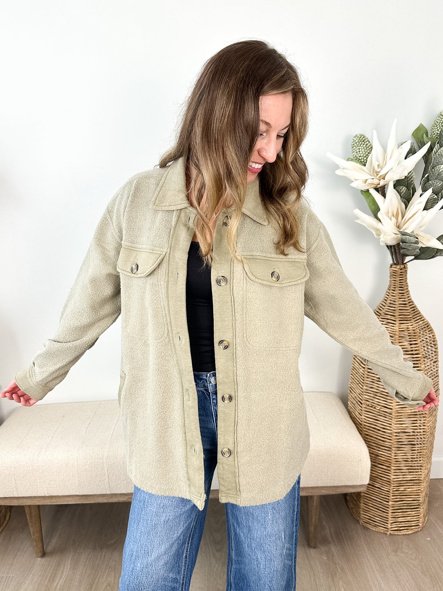 Washed Fleece Shacket - The Nines