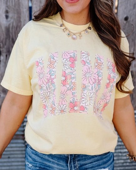Floral Mama Graphic Butter Yellow Tee - The Nines