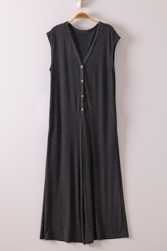 Black Button Down Jumpsuit - The Nines