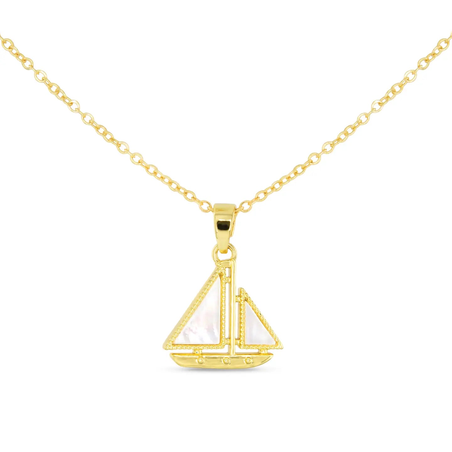Shimmering Gold Pearl Sailboat Necklace - The Nines
