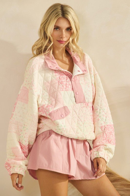 Textured Quilted Print Pullover - 2 colors! - The Nines