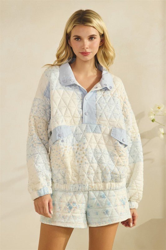 Textured Quilted Print Pullover - 2 colors! - The Nines