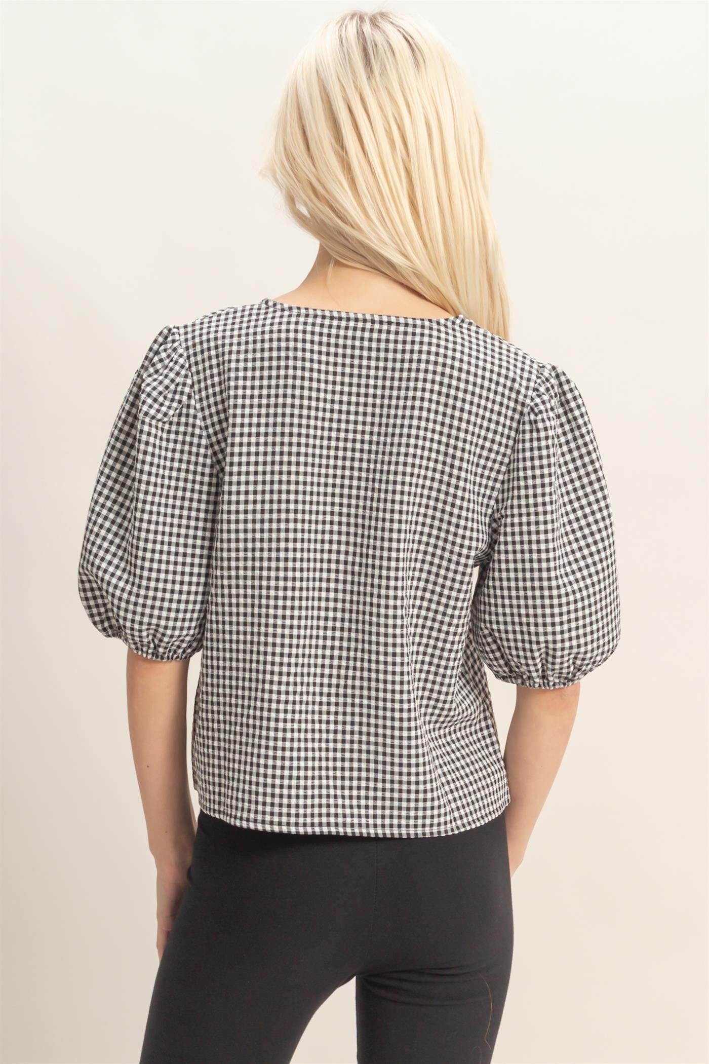 Gingham Tie Top - 2 Colors! - The Nines