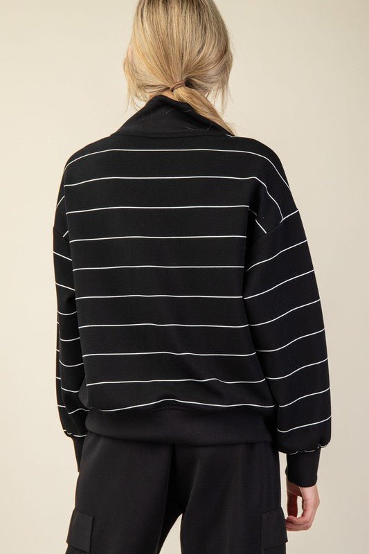 Striped Modal Scuba Zip Pullover - 2 Colors! - The Nines