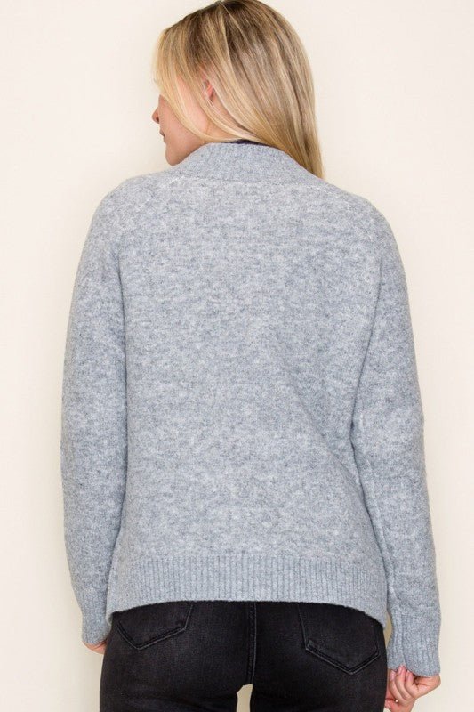 Heather Gray Sherpa Lined Sweater Jacket - The Nines