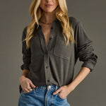 Soft Heather Green Button Up - The Nines