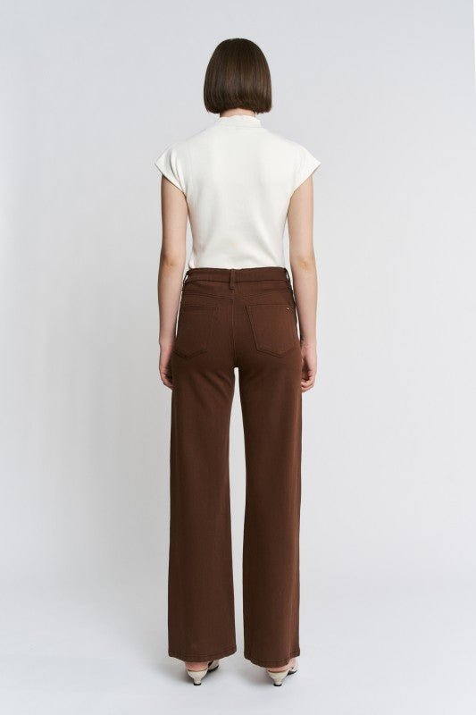 MICA High Rise Brown Vintage Wide Leg Jean - The Nines