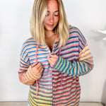Multi Stripe Zip Sweater Hoodie - The Nines