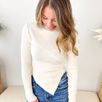 Asymmetrical Mock Neck Top - The Nines