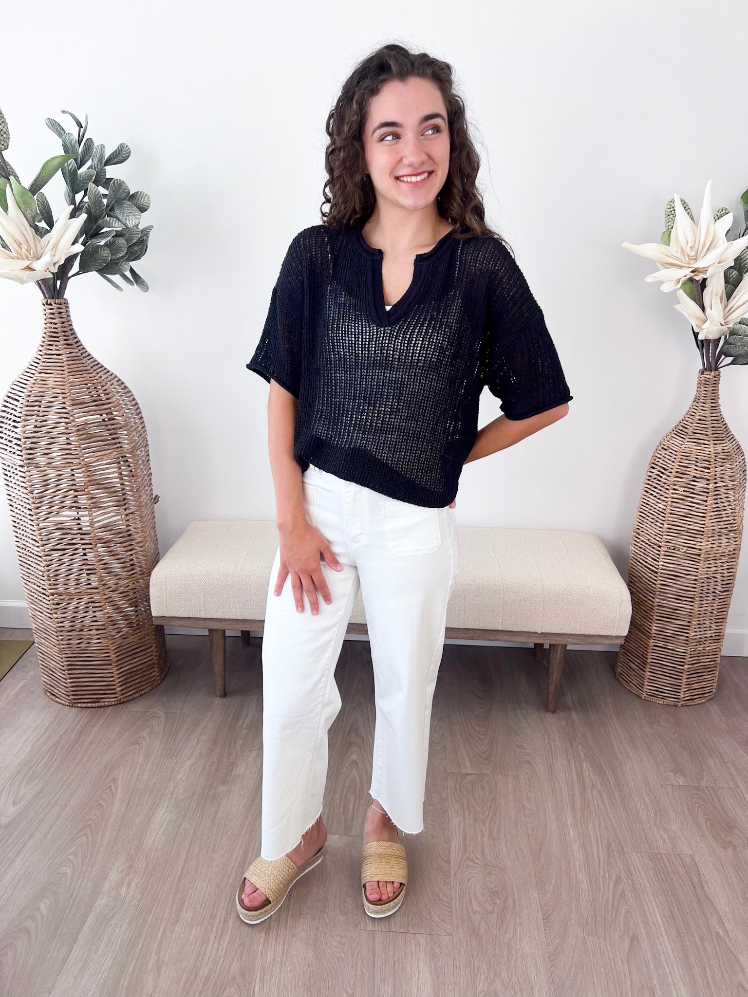 Sheer Crochet Knit Top