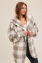 Gray Plaid Sherpa Plush Hooded Cardigan