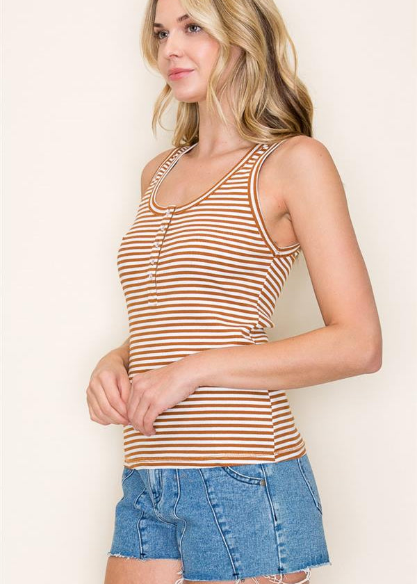Camel Striped Tank Top - The Nines