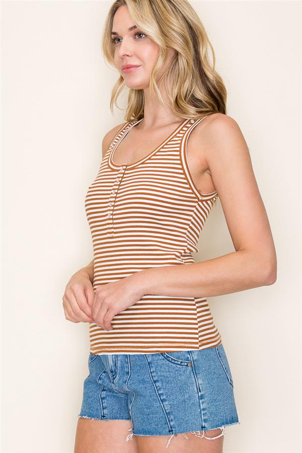 Camel Striped Tank Top - The Nines