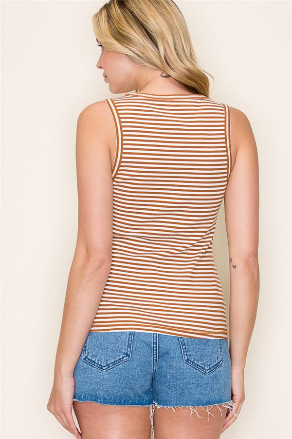 Camel Striped Tank Top - The Nines