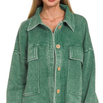 Acid Wash Button Jacket - 3 Colors! - The Nines