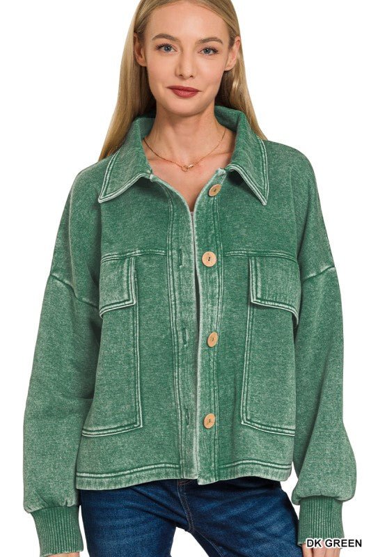 Acid Wash Button Jacket - 3 Colors! - The Nines