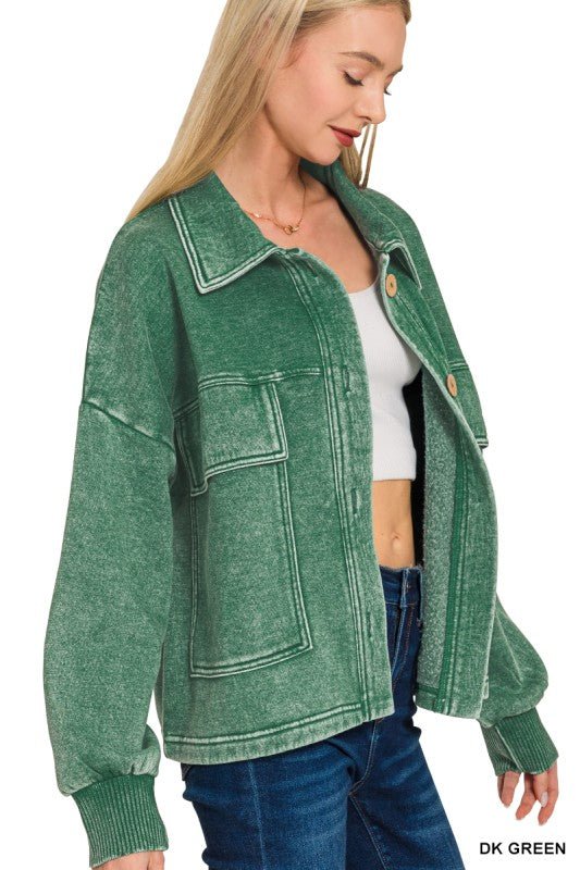 Acid Wash Button Jacket - 3 Colors! - The Nines