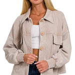 Acid Wash Button Jacket - 3 Colors! - The Nines