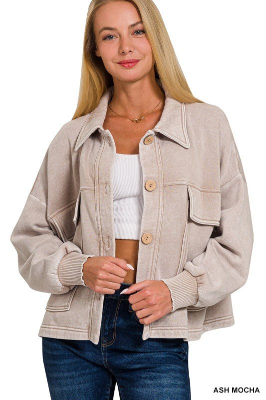 Acid Wash Button Jacket - 3 Colors! - The Nines