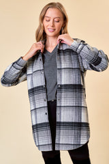 Gray Plaid Sherpa Lined Long Shacket