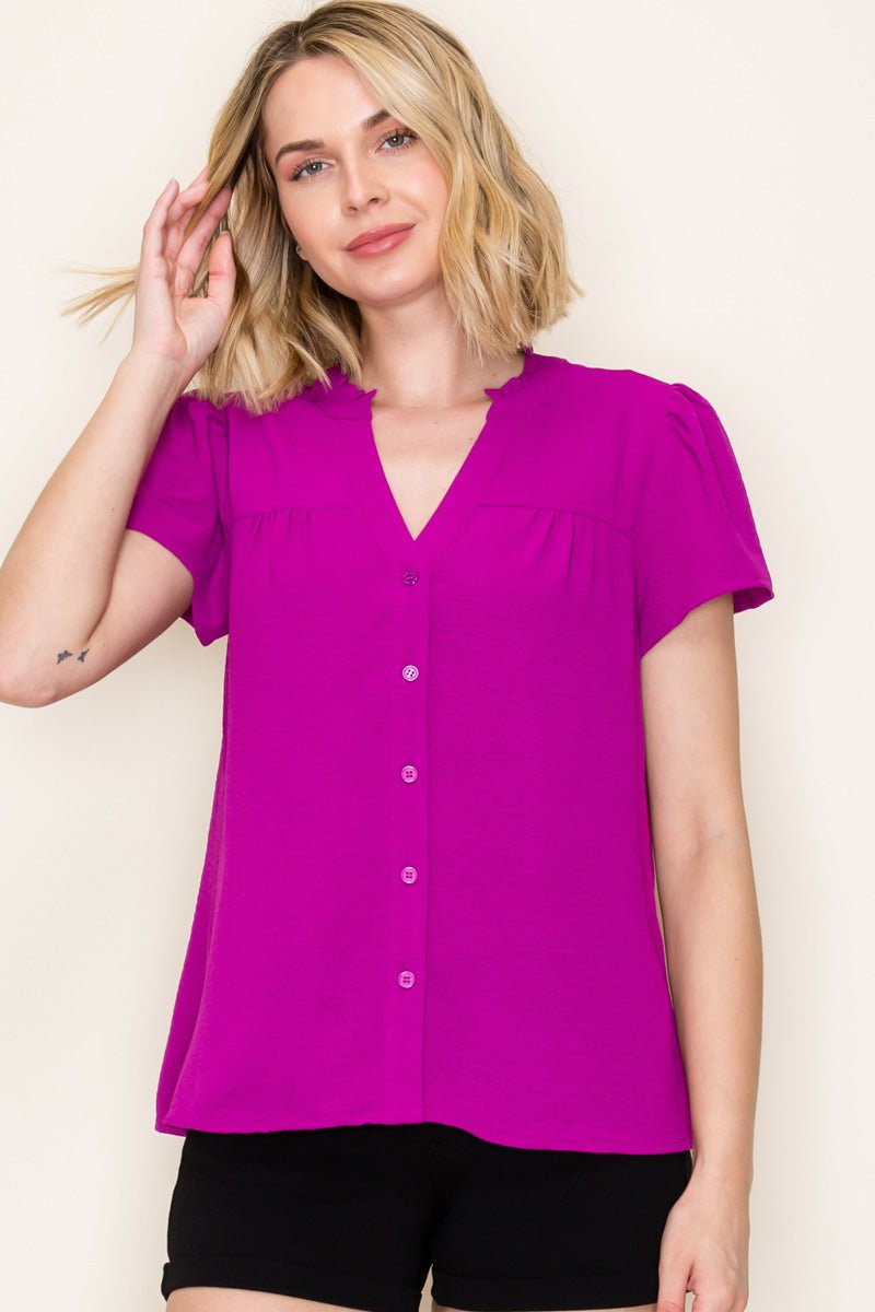 Button Front Blouse - 3 colors! - The Nines