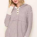 Half Button Striped Hoodie Pullover - 2 Colors! - FINAL SALE! - The Nines